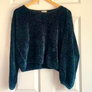 Crop velvet sweater